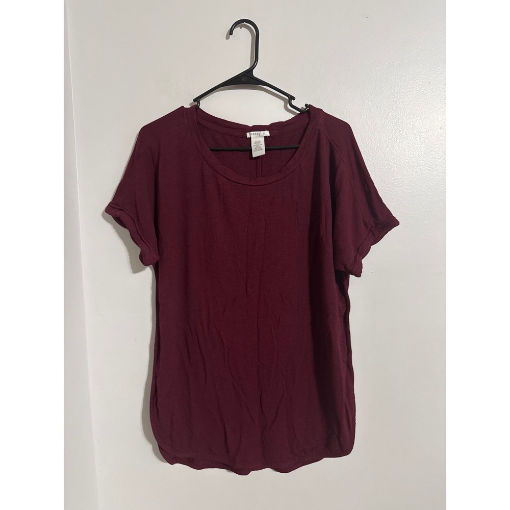 Matty M Womens Burgundy Short Sleeve Crew Neck Top Large 221PK47-001US
